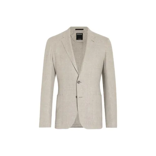 Zegna SS24 Бизнес Костюм Пальто Мужской Бежевый