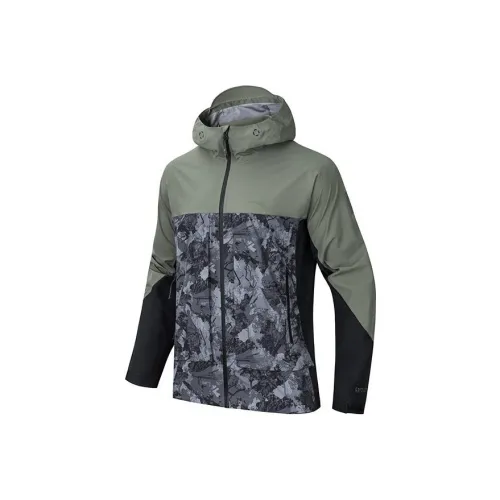 ANTA x National Geographic Ветреная куртка с отталкивающим воду мужская мутный оливково-зеленый с принтом по всей поверхности