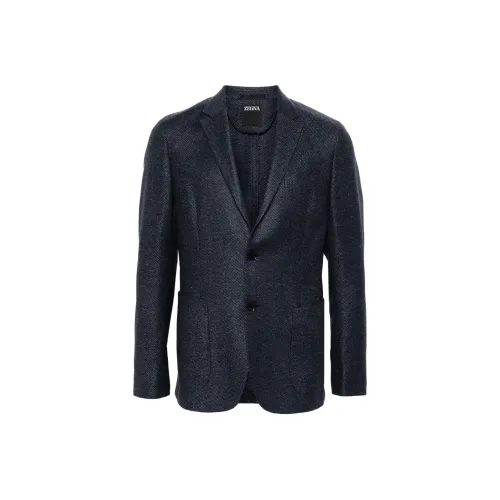 Zegna SS24 Бизнес Костюм Пальто Мужской Морской Синий