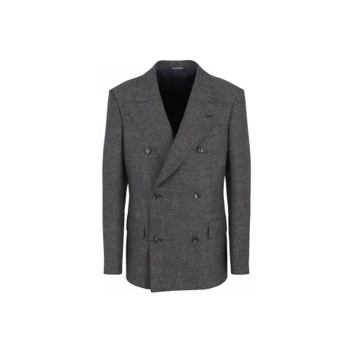 EMPORIO ARMANI FW24 Бизнес-костюм Пальто Мужской Угольный Серый