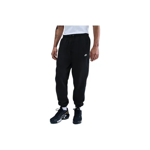 nike Club С подворотом Brushed Fleece Pants Вязаные тренировочные штаны Мужские Черный Белый