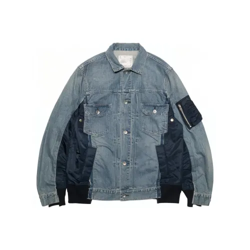 Sacai совместный бренд Синий Мужской Джинсовые куртки