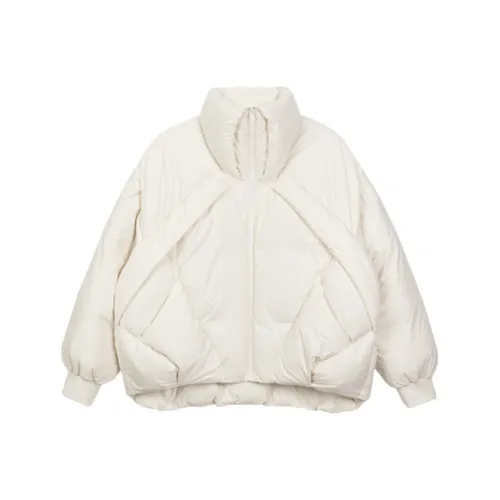 Bosieagender Многоцветный Воротник-стойка без капюшона Свободный крой Пуховая куртка Унисекс