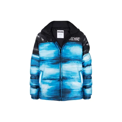 MOSCHINO FW22 Умеренный хлопковый пуховик мужской синий