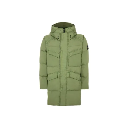 STONE ISLAND FW22 Однотонный С капюшоном Свободный крой MID Длина (размер в длину) Пуховик Мужской Зеленый