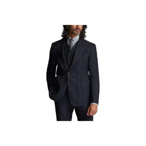 Polo Ralph Lauren Windowpane Linen Blend Костюм Куртка Бизнес Костюм Пальто Мужской Темно-синий
