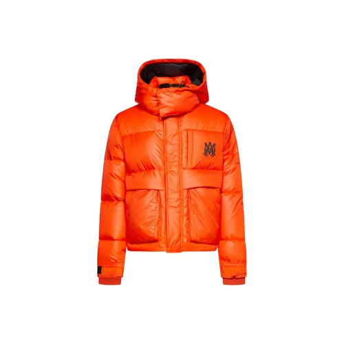 AMIRI Однотонный с капюшоном пуховик мужской оранжевый