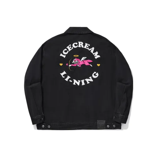 LINING x ICECREAM Джинсовая куртка унисекс черного цвета