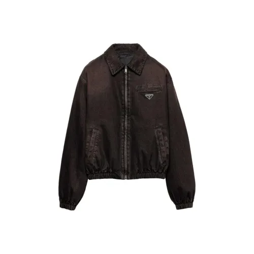 PRADA SS24 Denim Jacket Men's Dark Brown