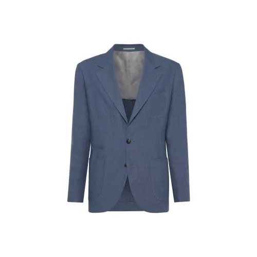 BRUNELLO CUCINELLI SS24 Бизнес-костюм Пальто Мужской Синий