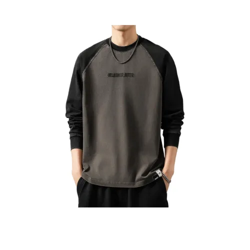 GUISE Весенний Осенний T-Рубашка Свободного кроя Унисекс Черный Серый