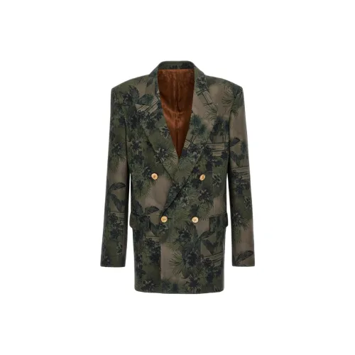 Roberto Cavalli SS24 Бизнес Костюм Пальто Мужской Зеленый