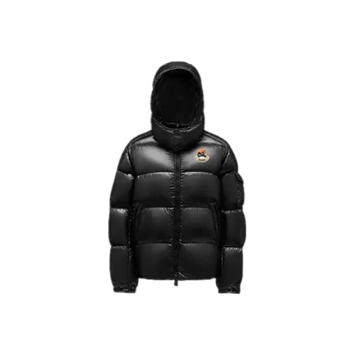MONCLER GENIUS Клетка Однотонный С капюшоном Облегающий Пуховик Унисекс Черный