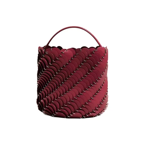 Paco Rabanne Кожа Ведрообразная Сумка Сумка через плечо Сумка среднего размера Женская Бургунди