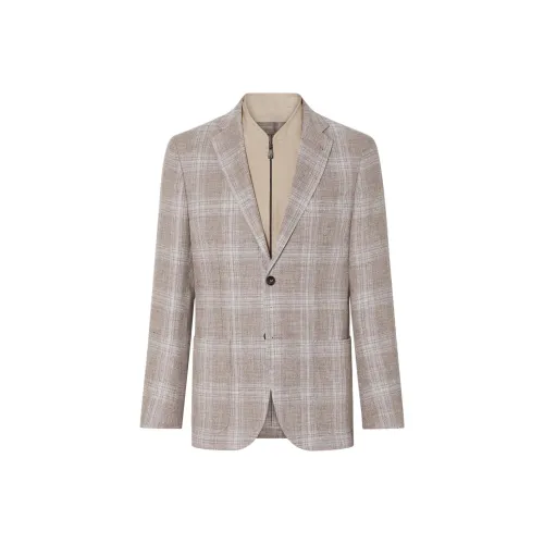 CORNELIANI SS24 Бизнес-костюм Пальто Мужской Коричневый