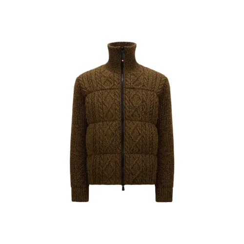 Moncler Шерсть Короткий Пуховик Пуховик Мужской Коричневый