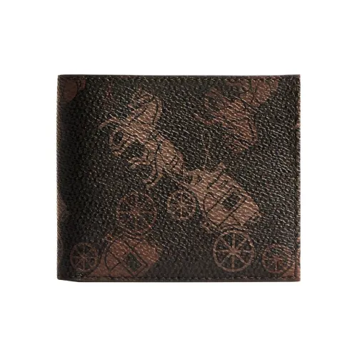 COACH Кошелек Billfold с покрытием из холста и кожаные вставки Мужской Трюфель Полированный Янтарный