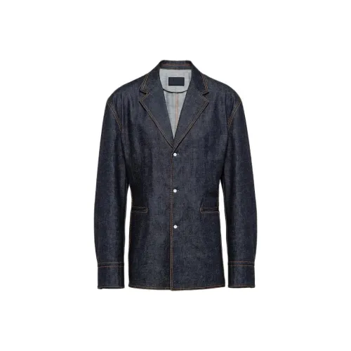 PRADA Blue Men's Denim Jackets PRADA Синий Мужские Джинсовые Куртки
