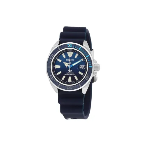 SEIKO Автоматический Механический Механизм Силиконовый Ремешок Часы 43,8 мм Мужские Часы Синий Циферблат