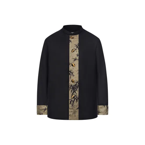 CNEW Черный Цветовой блок Воротник-стойка Костюм Унисекс