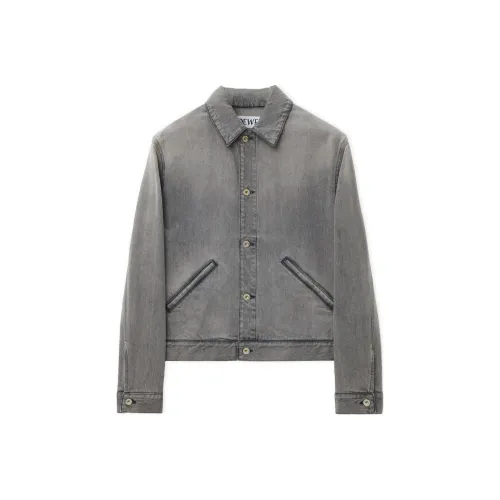 LOEWE FW24 Denim Jacket Men's Gray Mixed Color LOEWE FW24 Деним Куртка Мужская Серый Смешанный Цвет