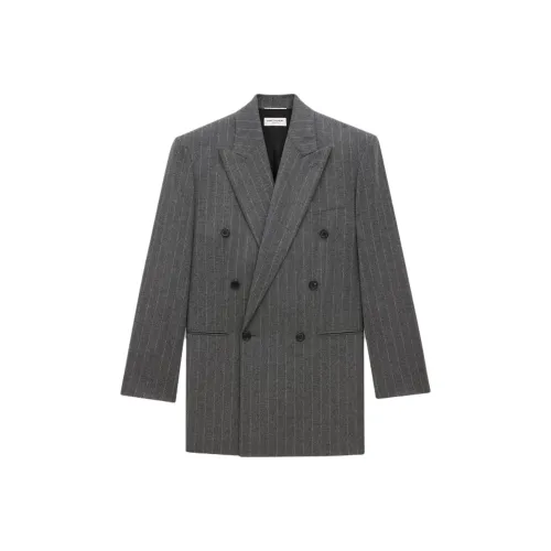 SAINT LAURENT FW24 Бизнес-костюм Пальто Мужской Серый Мел