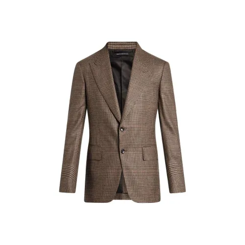 TOM FORD SS24 Бизнес-костюм Пальто Мужской Коричневый