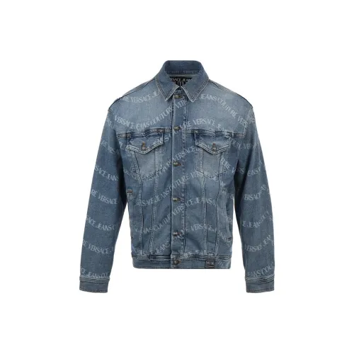 VERSACE JEANS COUTURE SS24 Denim Jacket Men's Blue ВЕРСАЧЕ JEANS COUTURE SS24 Джинсовая куртка мужская синяя