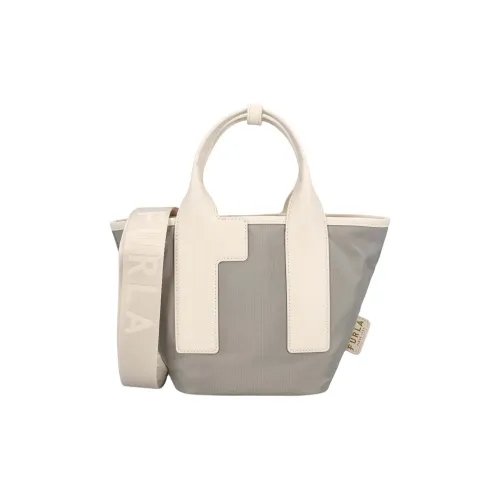 Furla Кожа и Переработанный Нейлон Одно Плечо Сумка Маленькая Женская Белая и Серая