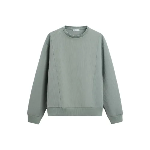 ZARA Темно-зеленый Мужской Свитшот