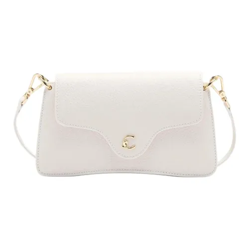 COCCINELLE C ME Корова Зернистая Кожа Плечевая Сумка Женская Белая