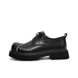 Черный, визуально увеличивает рост (стандартный размер кожаной обуви, один размер больше, чем спортивные кроссовки)