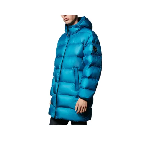 Moose Knuckles Однотонный С капюшоном MID Длина Пуховик Мужской Синий