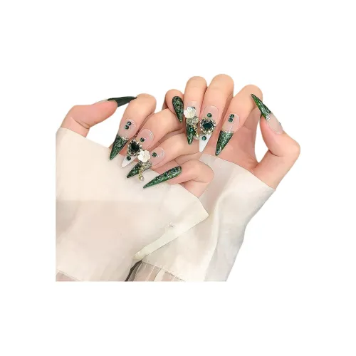 Yun Yue Joe Heavy Duty Премиум Осветляющий False Nail Миндаль Изумруд Градиентный Металл