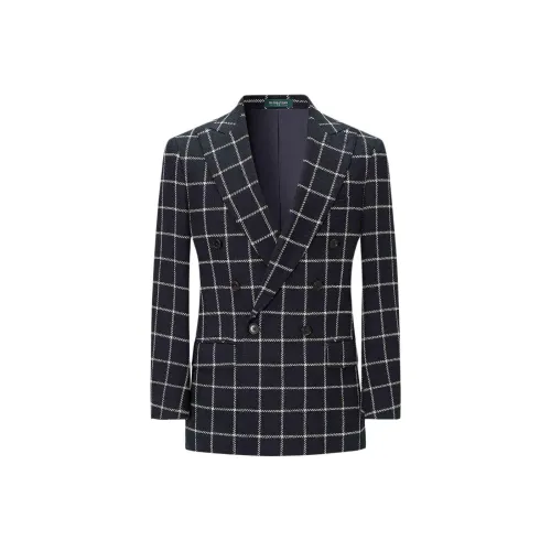 BY CREATIONS Бизнес костюм мужской черный темно-синий клетка