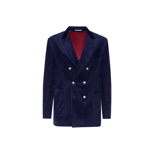 BRUNELLO CUCINELLI SS24 Бизнес-костюм Пальто Мужской Полуночный Синий