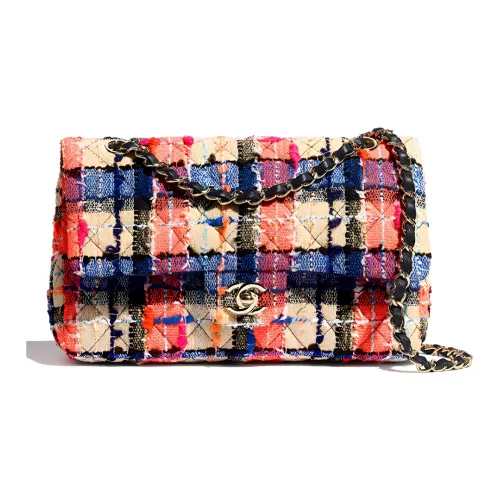 CHANEL Classic Flap CF Твидовая сумка на плечо Женская Синяя Бежевая Оранжевая