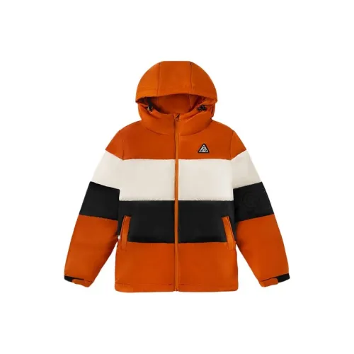 VANS Letter Colorblock С капюшоном Down Jacket Unisex Orange