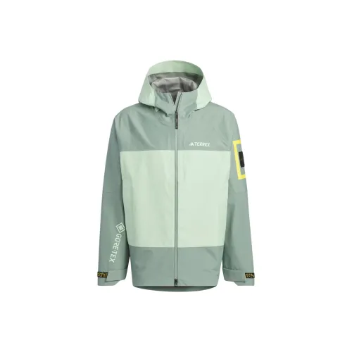 Adidas x National Geographic Поход Водонепроницаемый и Дышащий Ветрозащитный Ветровка Мужской Пыльно-Зеленый