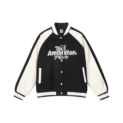 AMONSTER Мультяшный Letter Бейсбольный воротник Свободный крой Утолщенный пуховик Унисекс