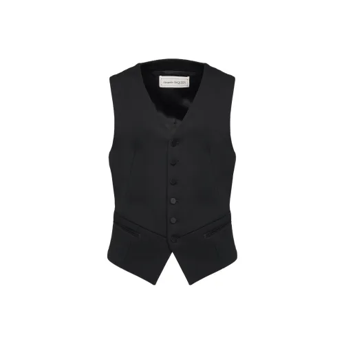 Alexander McQueen TWISTED Шовный Жилет в Черном Цвете Мужской Черный