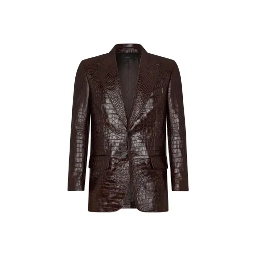 TOM FORD FW24 Бизнес-костюм Пальто Мужской Коричневый