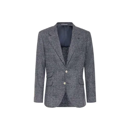 BRUNELLO CUCINELLI SS24 Бизнес-костюм Пальто Мужской Морской Синий