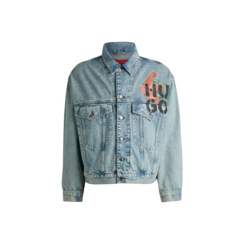 Hugo Boss FW24 Denim Куртка Мужская Бирюзовый Синий