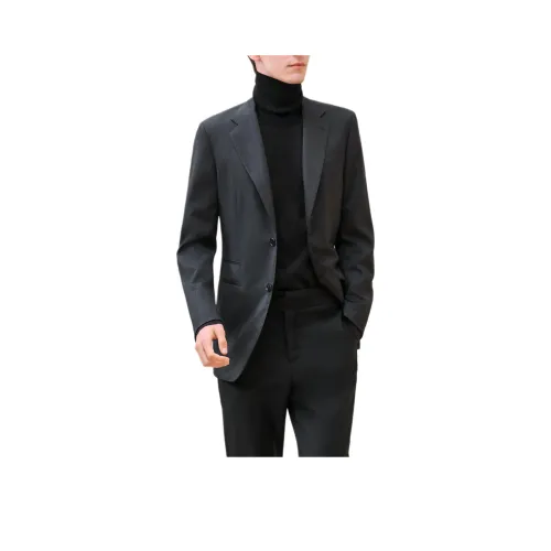 HERMES FW24 Бизнес-костюм Пальто Мужской Угольный Серый