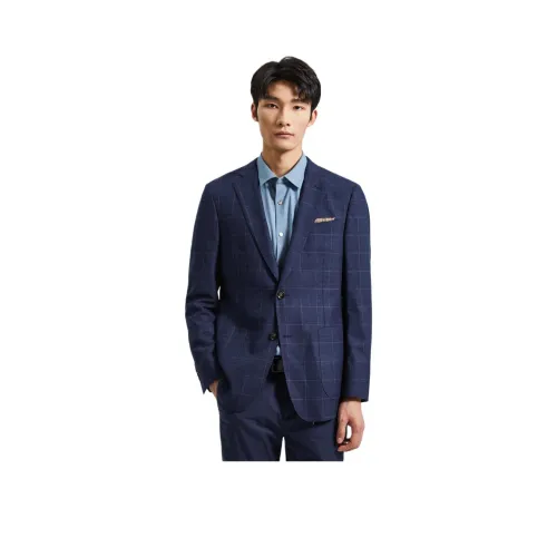 DIKENI Бизнес-костюм мужской синий смешанный клетка
