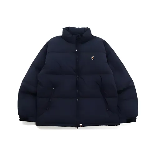 A BATHING APE Однотонный узор с животными воротник-стойка пуховик мужской