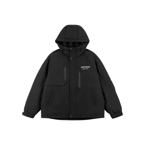 XINYINSU FW24 Туманный EH Коллекция Пуховик Унисекс Сияющий циан Черный