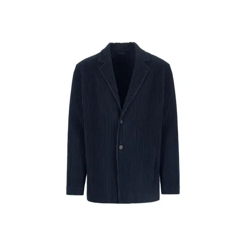 Homme Plissé Issey Miyake Бизнес-костюм Пальто Мужской Синий