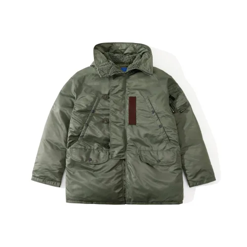 TEKABLU С капюшоном свободный крой пуховик мужской армейский зеленый